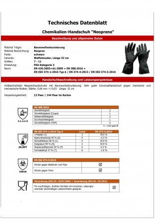 Neopren Säurehandschuhe